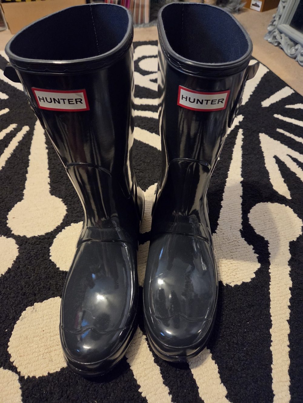 Hunter Womens Dark Green Gloss Rain Boots